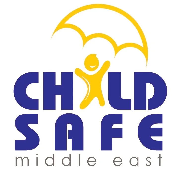 Child Safe Middle East logo — a golden figure of a child under a protective umbrella